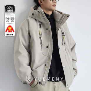 宽松百搭外套 新款 希越户外工装 90绒羽绒服男防风加厚保暖夹克冬季