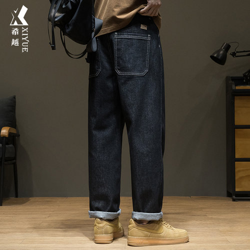 不掉色胖子加大码牛仔裤直筒男士