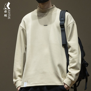 德绒不沾毛卫衣男士半高领保暖内搭打底衫秋冬简约大码青少年上衣