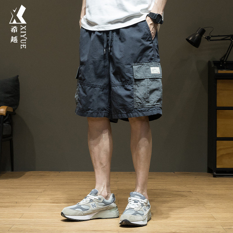 美式纯棉工装2025夏季新款宽松大码撞色多口袋男士五分裤,男装,短裤,淘宝优惠券,粉丝福利购,淘宝优惠卷
