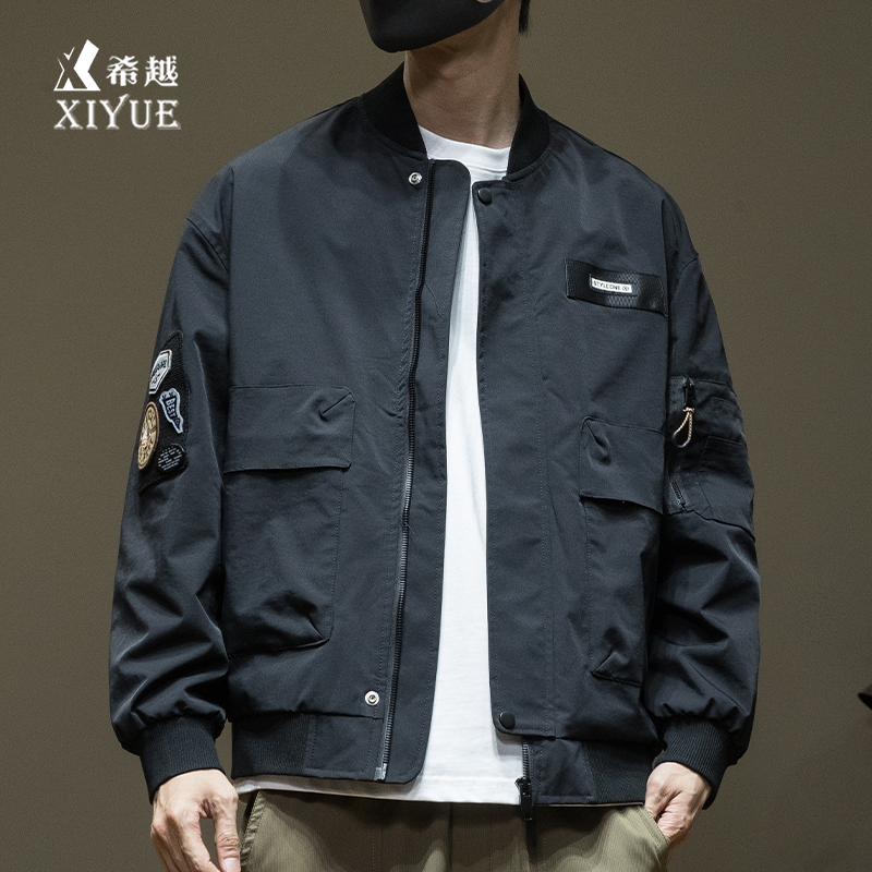 防风棒球领骑兵服夹克