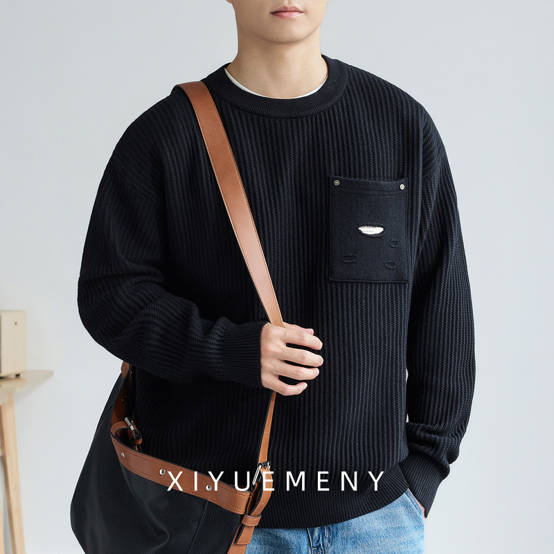简约休闲重磅针织毛衣男