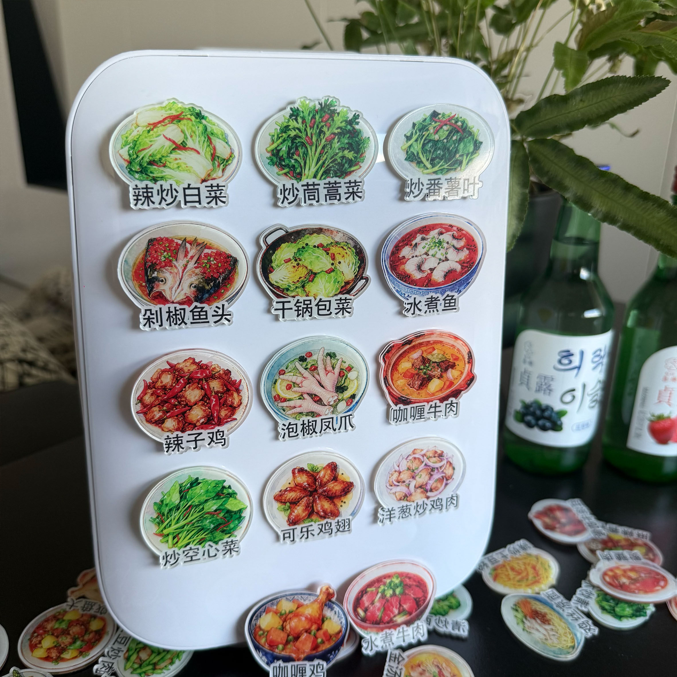 创意家常菜美食冰箱贴亚克力无痕粘贴可磁吸diy手绘厨房冰箱好物