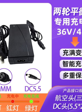 通用两轮平衡车充电器36V42V54V64V三孔插头电源适配器带线充电器