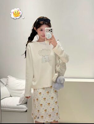 TWOI Design Lab小熊系列长袖t恤ins潮设计感上衣