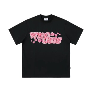 t恤重磅美式 WHOOSIS 不知其名 毛绒印花短袖 百搭简约潮男女 新品