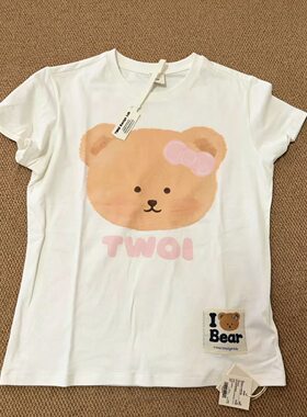 TWOI Design Lab 新款大头熊短袖t恤修身上衣美式半袖女ins潮