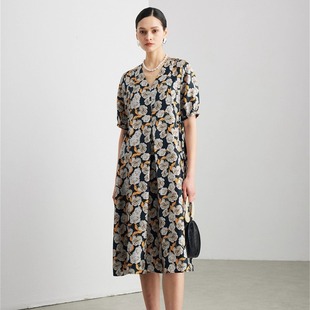 2025年春夏新款 607 真丝印花连衣裙ML