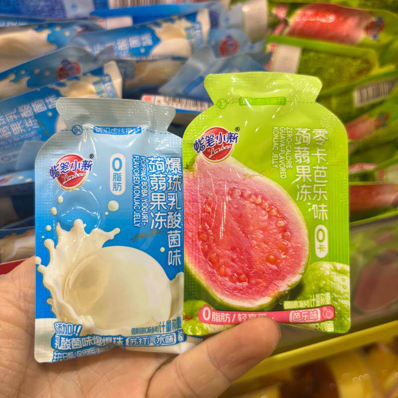 *新品蜡笔小新爆珠乳酸菌味蒟蒻果冻芭乐果味儿童健康零食小包装