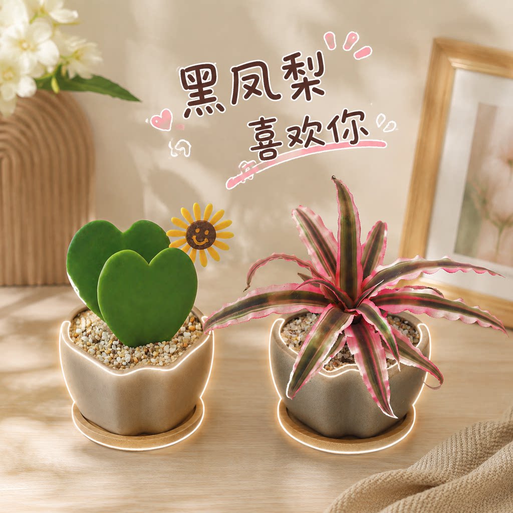 一片心叶球兰多肉植物室内桌面好养趣味姬凤梨小盆栽耐阴绿植送礼