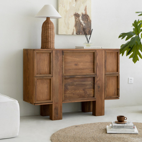 实木餐边柜原木风抽屉收纳储物柜