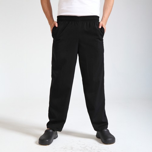 starchef裤子黑色加厚松紧厨工