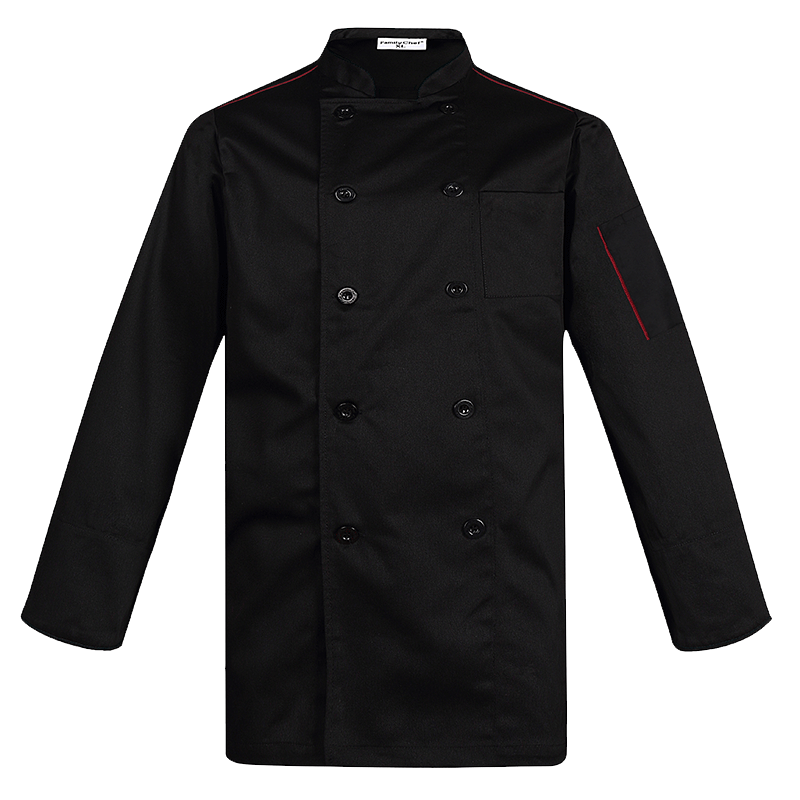 starchef厨师服长袖秋冬装男女酒店餐厅厨房工作服七分袖上衣黑边