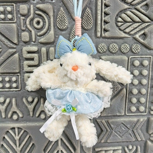 海盐蓝玫瑰裙公主垂耳兔子包包挂件卡通毛绒可爱玩偶钥匙扣送礼物