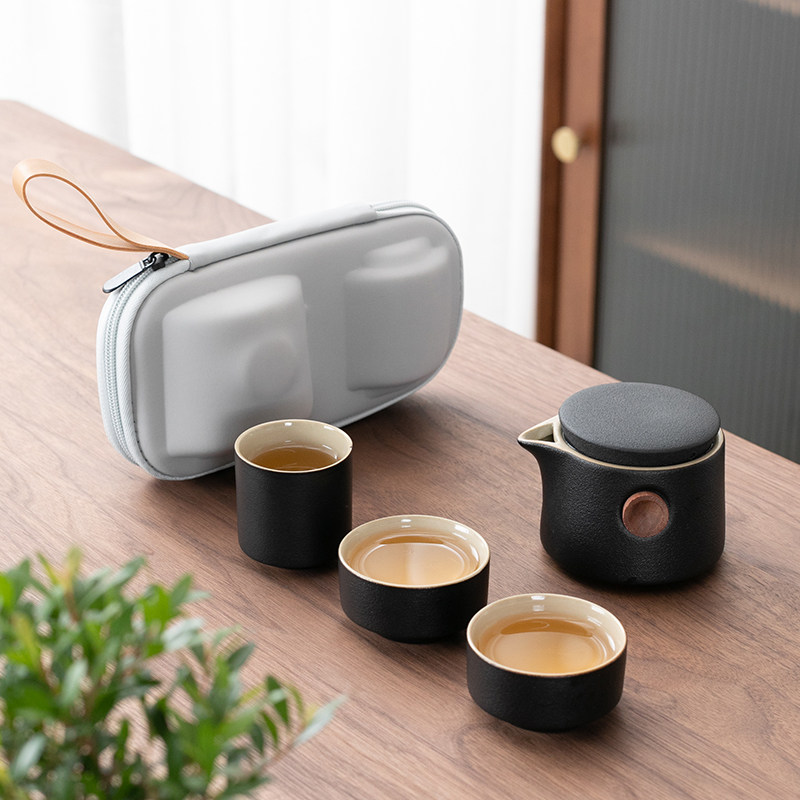 玖顺旅行茶具泡茶壶小套装快客杯简约便携式户外随身一壶一杯三杯