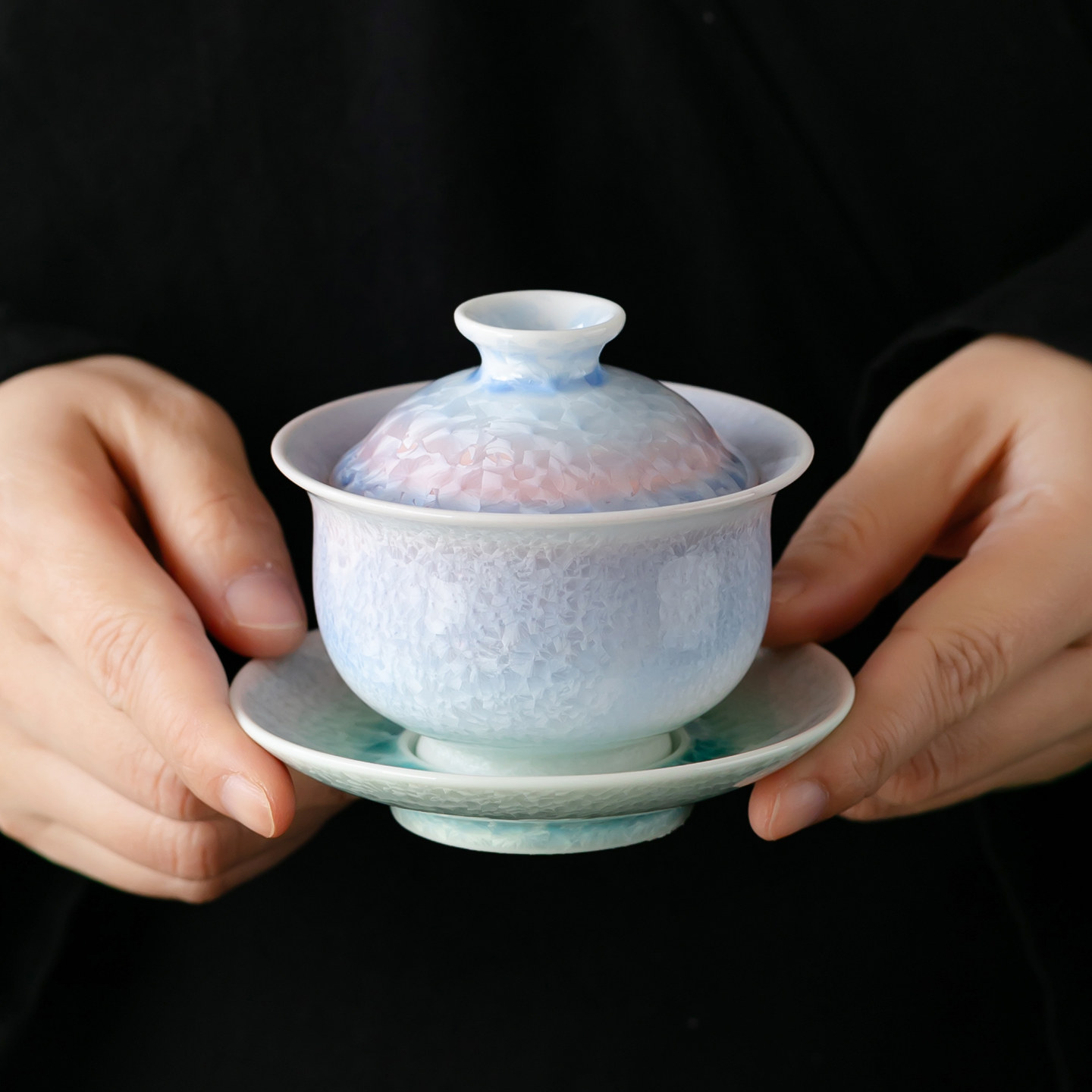 结晶窑变三才盖碗高温功夫茶具