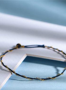 金手工錾刻古法金链子手链