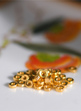 足金古法黄金隔片圆形小碎金隔珠