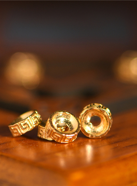 足金錾刻古法黄金回纹隔片隔珠