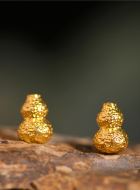 手工錾刻古法黄金金葫芦福禄