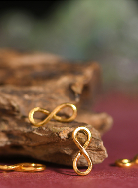 足金錾刻古法黄金8字结回形扣