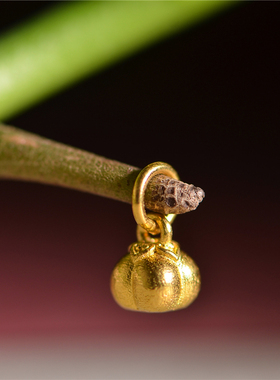 足金錾刻黄金如意小吊坠