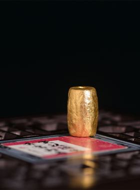 足金手工錾刻古法黄金锤纹金鼓珠