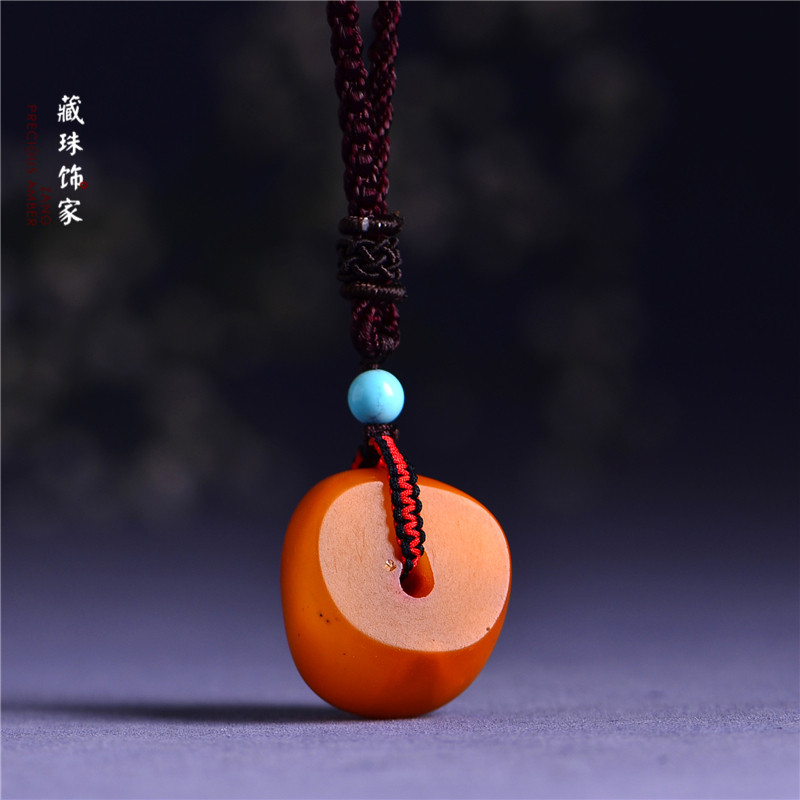 藏珠饰家 收藏级古董老蜜蜡饼子平安扣吊坠 爆老东欧回流蜡 2