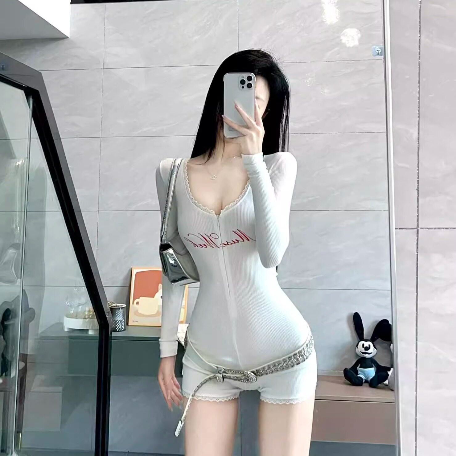 Gentle春季新款蕾丝印花修身弹力瑜伽裤健身服休闲辣妹连体衣