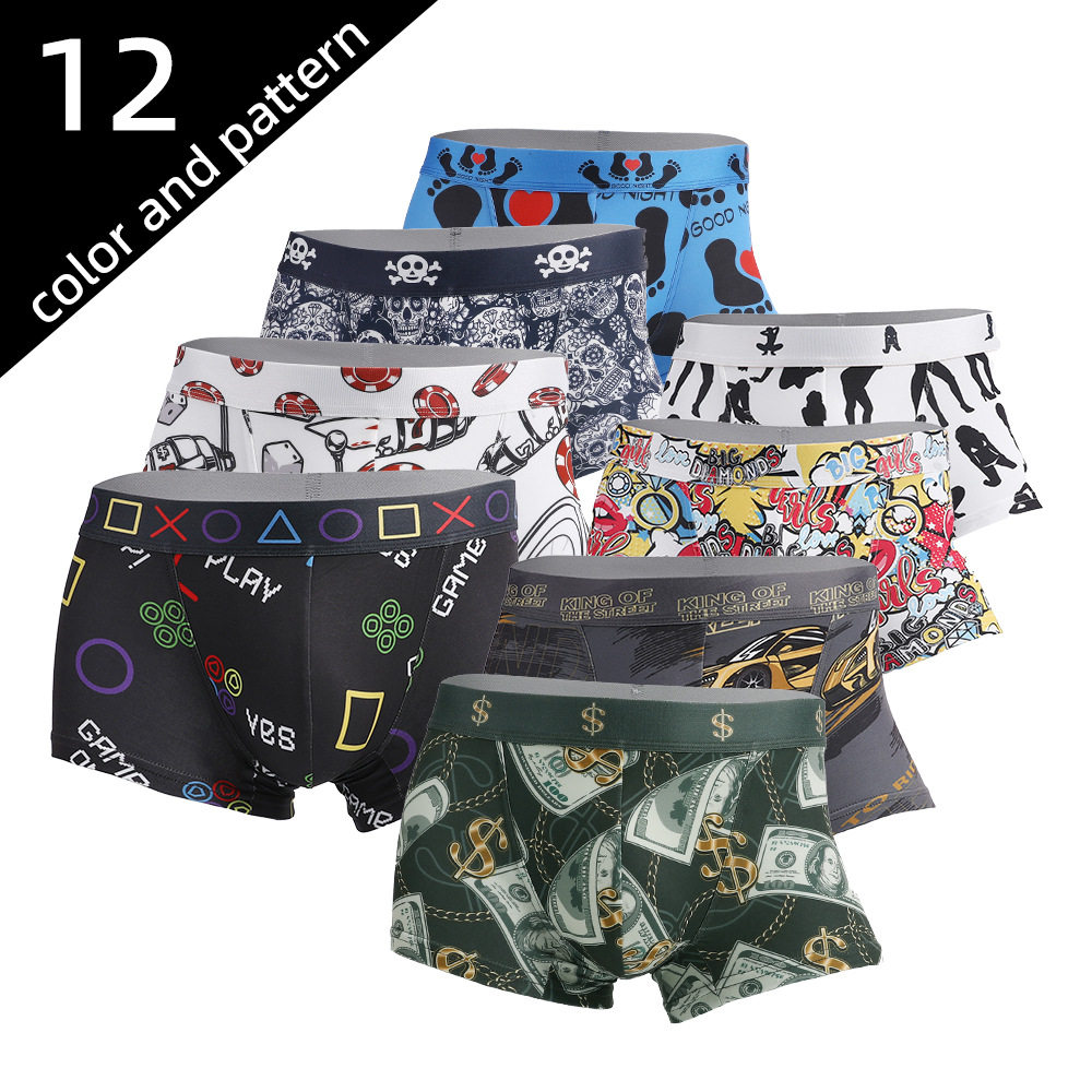 印花莫代尔底裆透气男士四角裤头跨境热卖性感夏季内裤男工厂批发,女士内衣/男士内衣/家居服,男平角内裤,淘宝优惠券,粉丝福利购,淘宝优惠卷