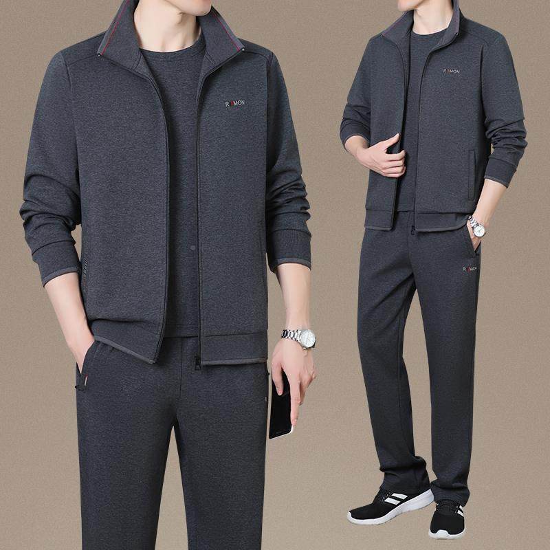 中年运77-828动套装士春秋季新款宽松休闲爸装运动男服套装爸男老