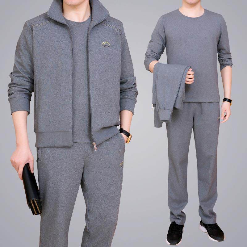 春6801819秋长袖运动服男中年健身晨跑气大透码运男动套装三春秋