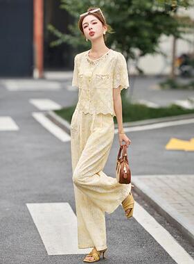 小香风蕾丝套装裙女季裙新减款洋气夏龄YH9219-0上衣半身两件套