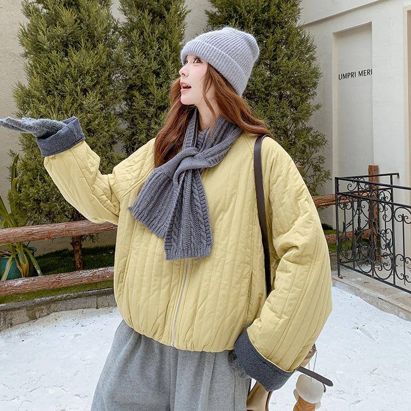 小个子短计款黄色D118-268棉服女冬新款今年行超好流轻看的设感薄