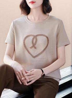 妈妈短袖恤领女纯棉翻休运闲动衫新款大170-1600码体桖袖上半衣