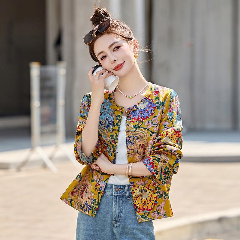 中式国风重工刺绣外套女春季新新古款复独ZBU2515B特漂洋气亮减龄