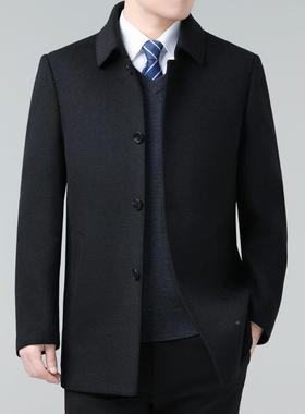 中8803-YY呢年双面中羊绒外套男士加厚羊毛呢大衣长款装羽绒内胆