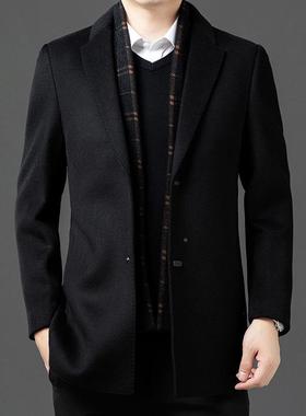 呢大衣男士羊毛羽绒外高套冬季端中长11525-PP款加绒加厚秋毛羽绒