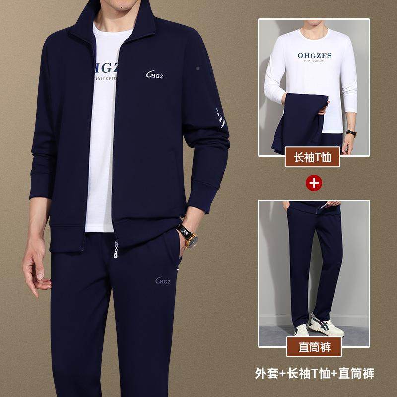 中年爸爸运动老套服装男士春秋休36-3812闲装新季款三件套中年运