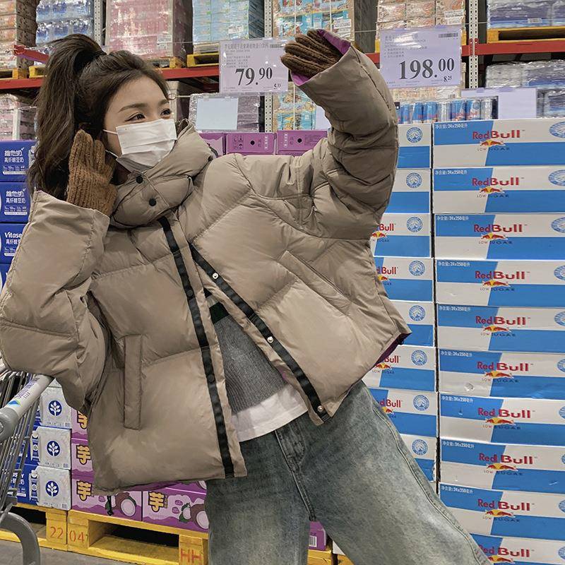 色小洋个子撞色羽绒服b275-m19女短灰款冬季新款气加厚设计感外绒