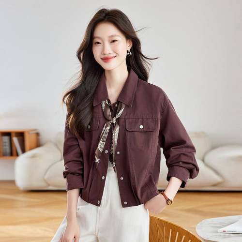 时尚袖长外套女2025秋新款女装显瘦工巾装克上夹衣 配丝 MZ688MZ6