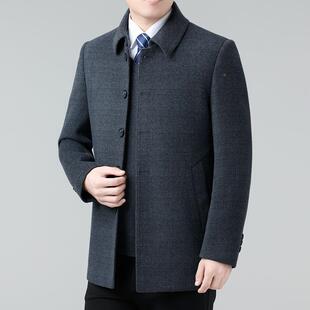 双面羊绒大衣男中款8362-YY可拆卸羽衣绒长内胆中年爸爸装羊呢子