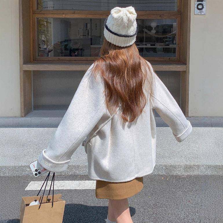 温柔b169-851风双面呢羊毛大衣女冬季新韩款系毛高级外感休闲百搭