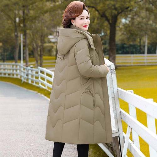 正品撤柜羽绒服89-8828女中款过膝显长瘦中老加年大码白厚鹅绒保