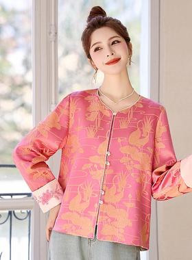 A2025春季新款女新装中式国风6圆领提花时AH66615-尚时尚上衣女外