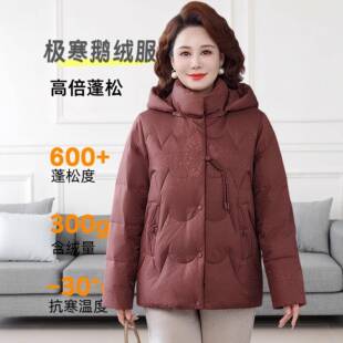 正5—8506品高档羽绒加服冬季厚喜婆中老年女士本命红色婆国风年