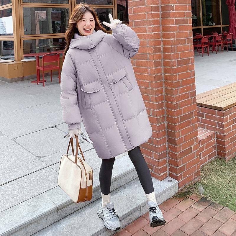 长果绿色羽绒服女冬季新款韩系小B111-886个减龄中款暖保加厚子白