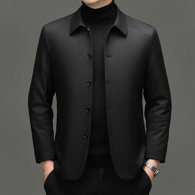 秋冬扣2609-J子款棉男夹克士中年爸闲装翻领爸桑蚕丝商务休棉衣外