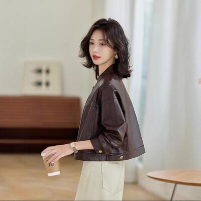 季皮衣外领套女短款秋搭新款休闲百立GT8072-0机车皮夹克