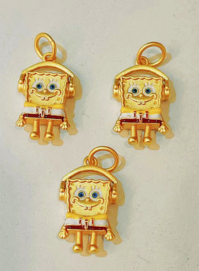 带耳机海绵宝宝卡通宝宝挂坠